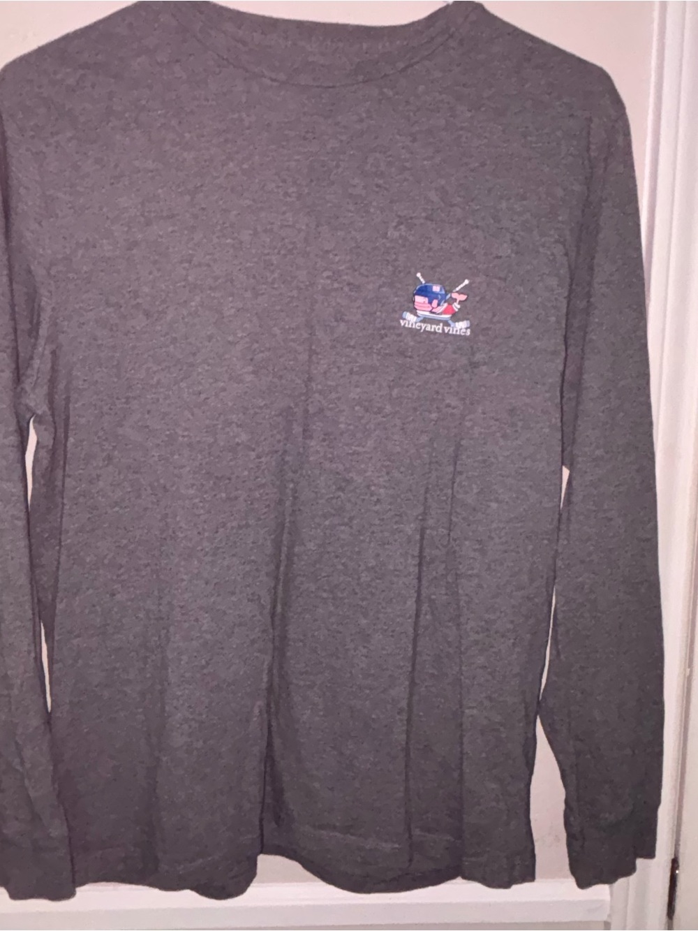 Vineyard Vines Kids XL Long Sleeve Tee - Heather Charcoal with Small Logo